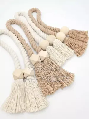 *Hand-Woven Solid Wood Magnetic Knot Curtain Tiebacks With Boho Style