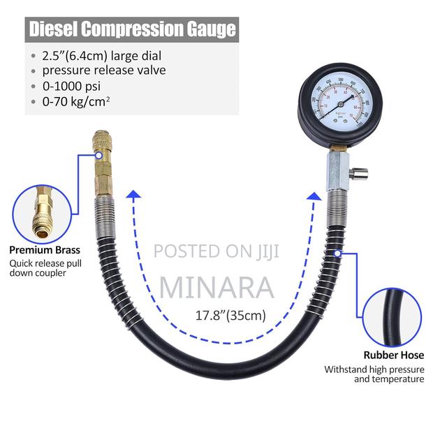 17 Pcs, Diesel Engine Compression Tester, Cylinder Pressure Tool Kit - thumbnail 5