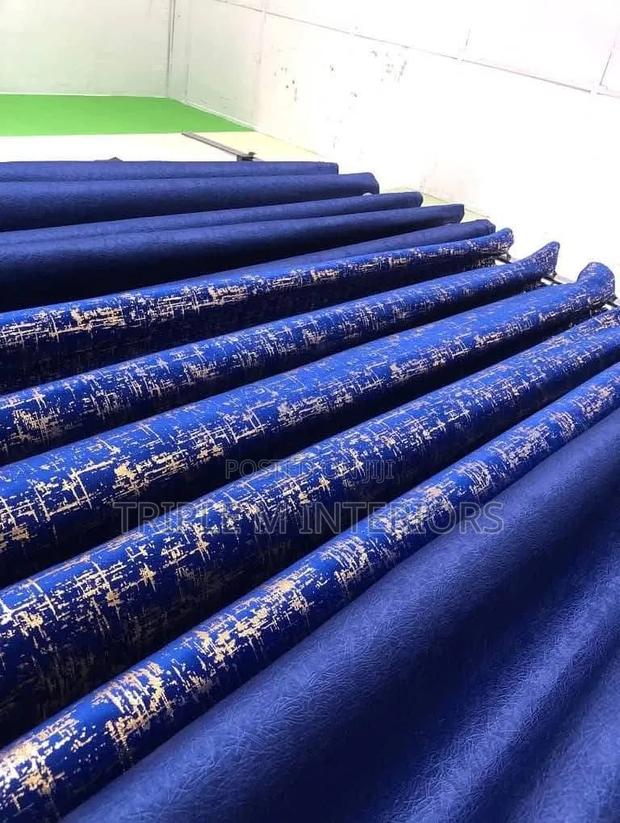 Modern Interior Blue Velvet Drapes - main view
