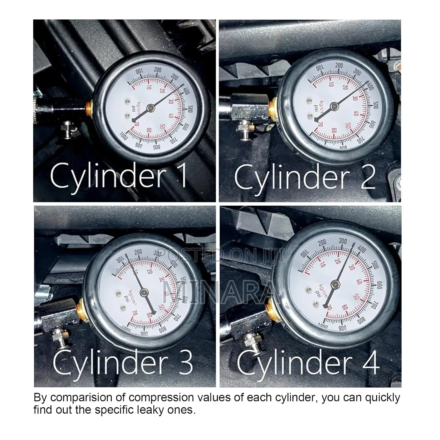 17 Pcs, Diesel Engine Compression Tester, Cylinder Pressure Tool Kit