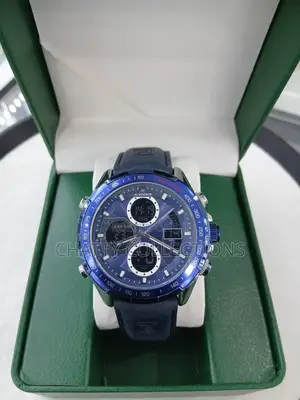 Blue Naviforce Round Face Gents Watches With Leather Straps