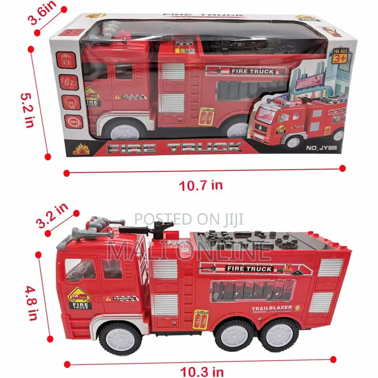 Electric Fire Truck Toy for Kids Rescue Vehicle With Lights Siren