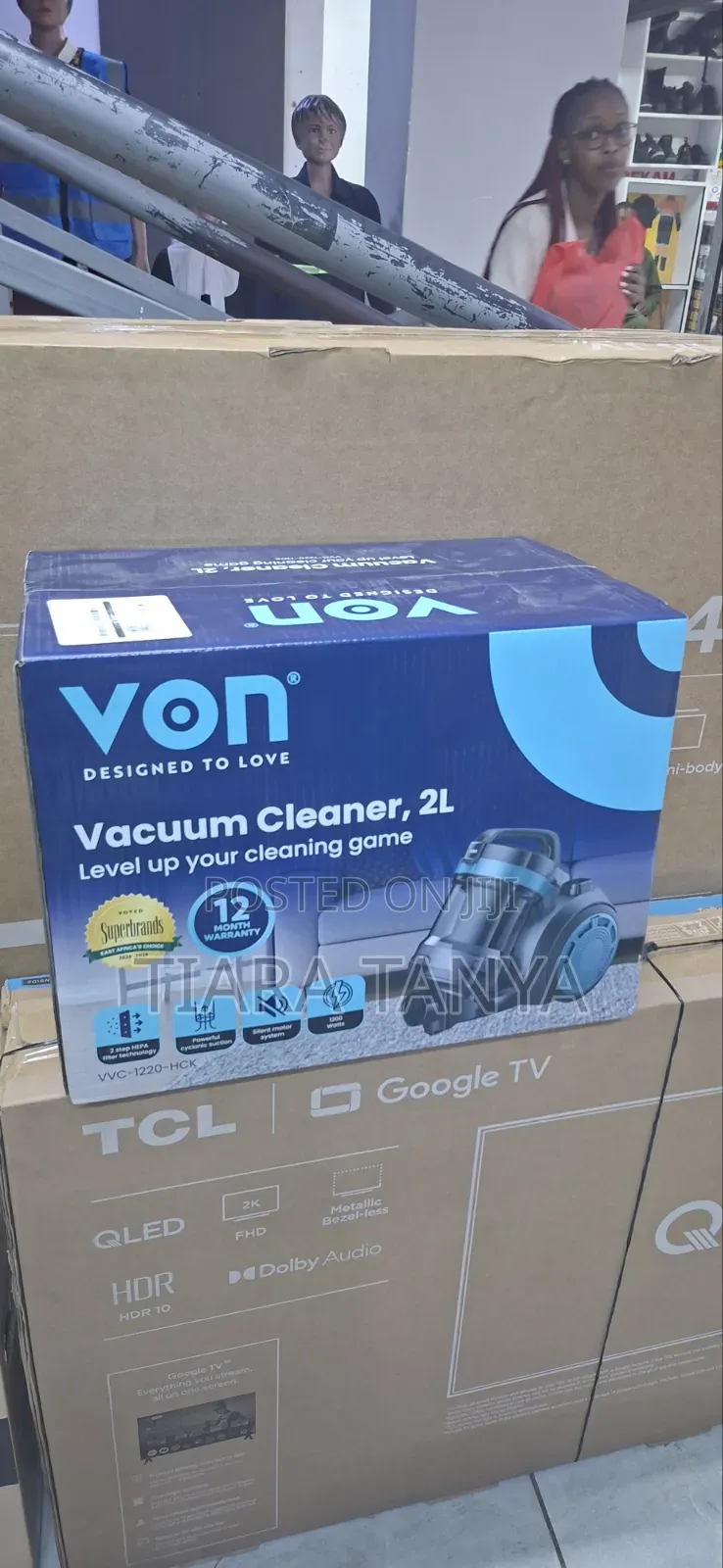 Von VVC-1220-HCK Dry Bagless Vacuum Cleaner, 2.0l – Black