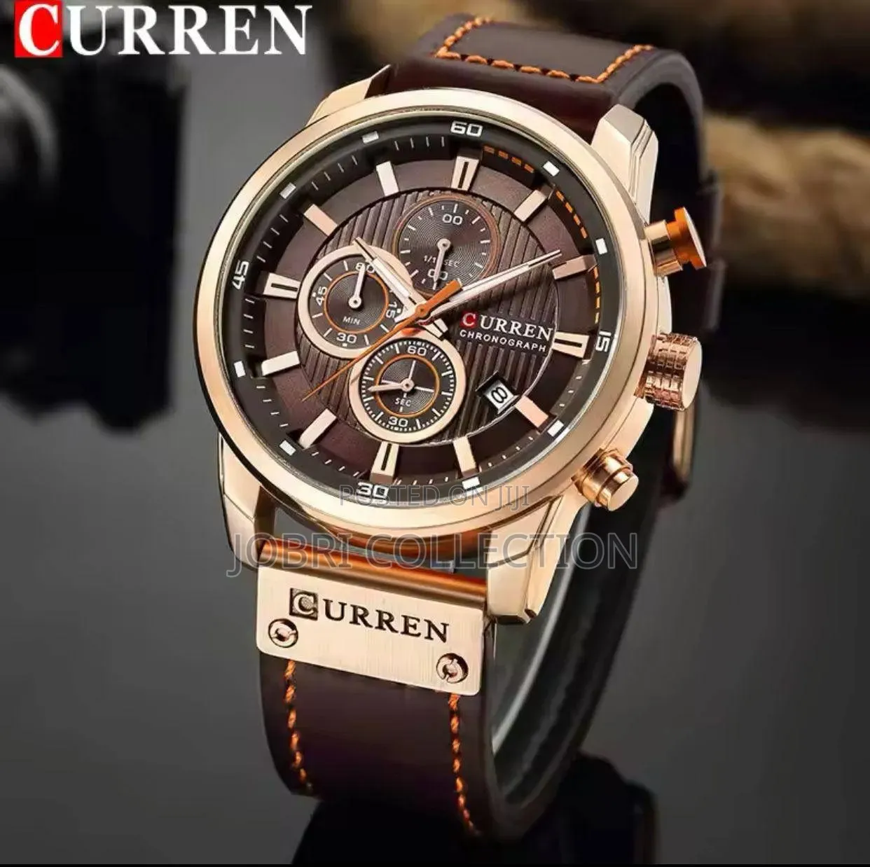 Brown Leather Straps Curren Gents Full Chronograph Wrist Watch