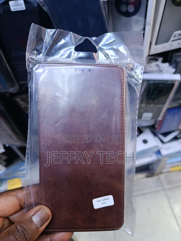 Brown Pu Leather Wallet-Style Flip Case for Samsung Galaxy A50