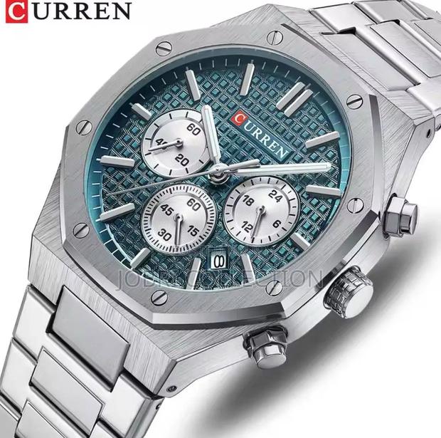 Curren Silver Straps Full Chronograph Watch