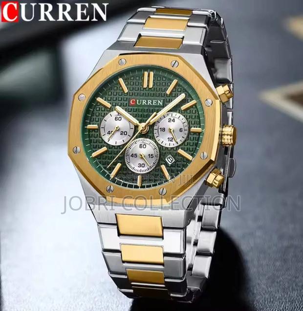Curren Green Face Full Chronograph Gents Watch
