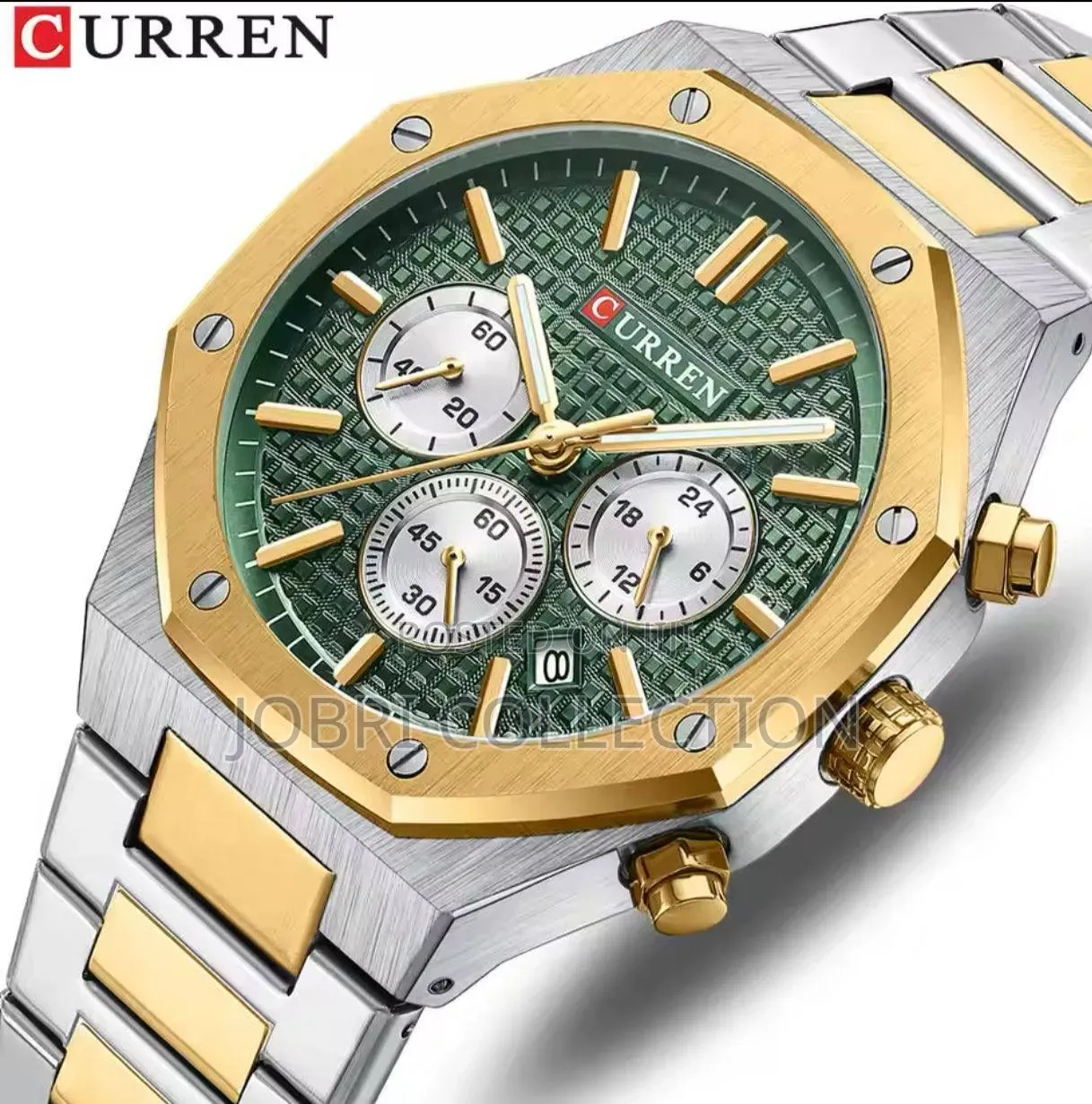 Curren Green Face Full Chronograph Gents Watch