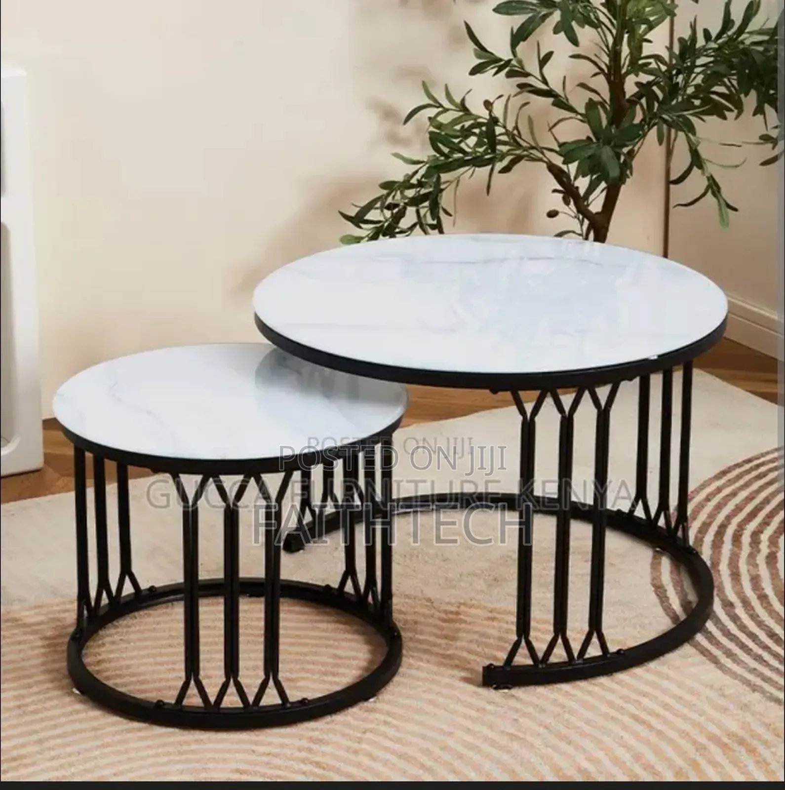 Modern Luxury 2in1 Pure Marble Nesting Tables