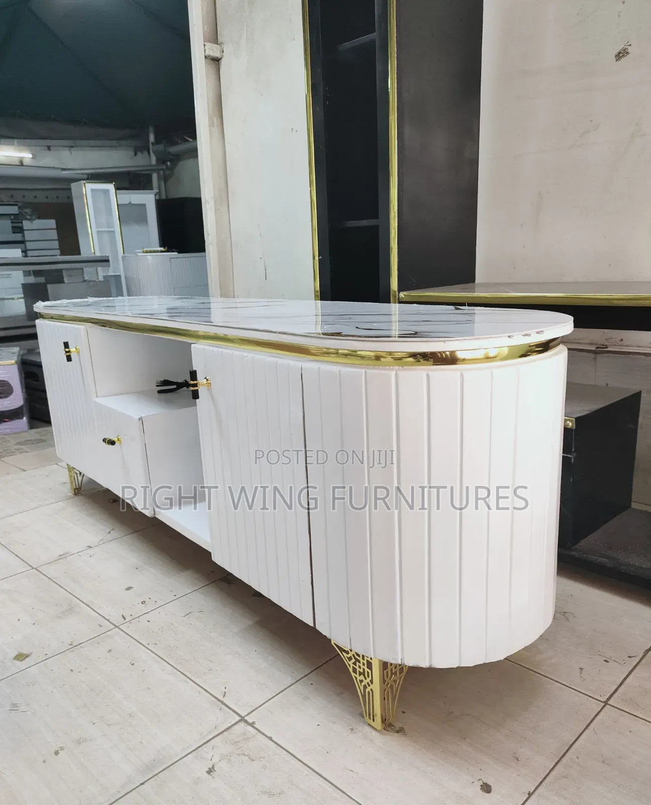 Marble Tv Stands With Golden Finish