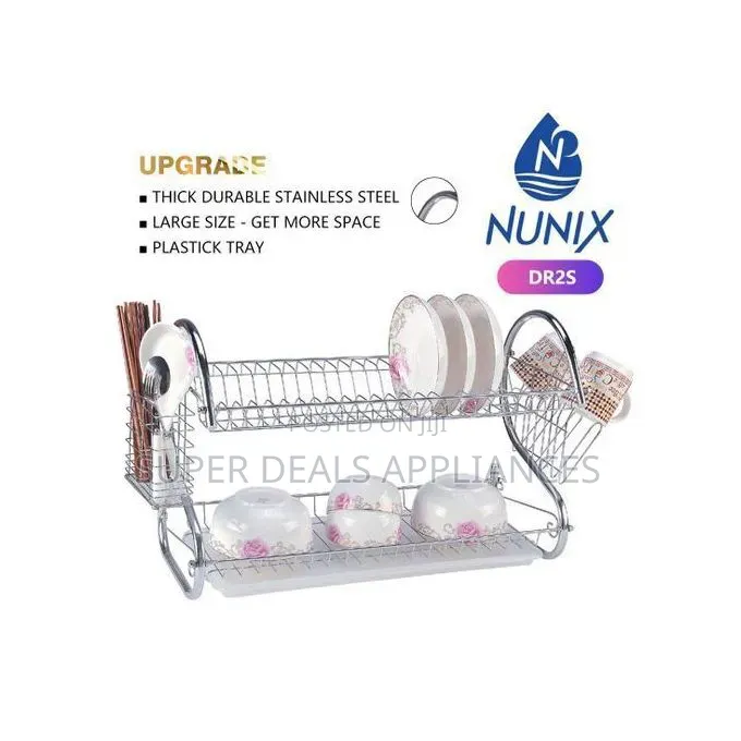 Nunix 2 Tier Kitchen Stainless Utensils Storage/Dish Rack