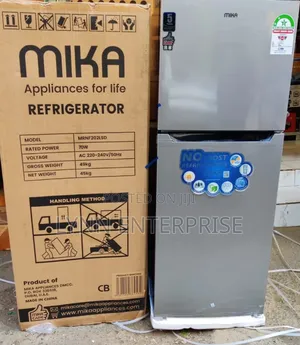 *Mika 202litres Double Door Fridge No Frost