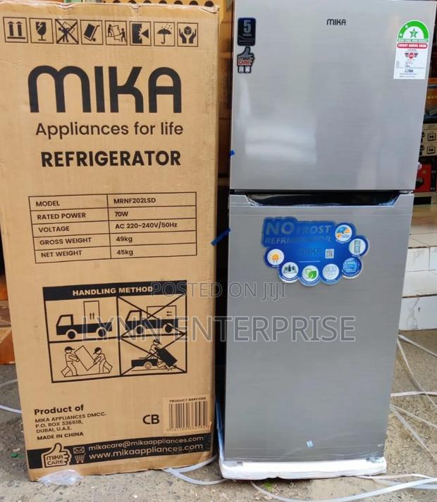 *Mika 202litres Double Door Fridge No Frost