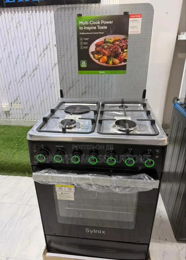 Syinix Cooker 3 Gas + 1 Electric Burner Electric Oven 60×60