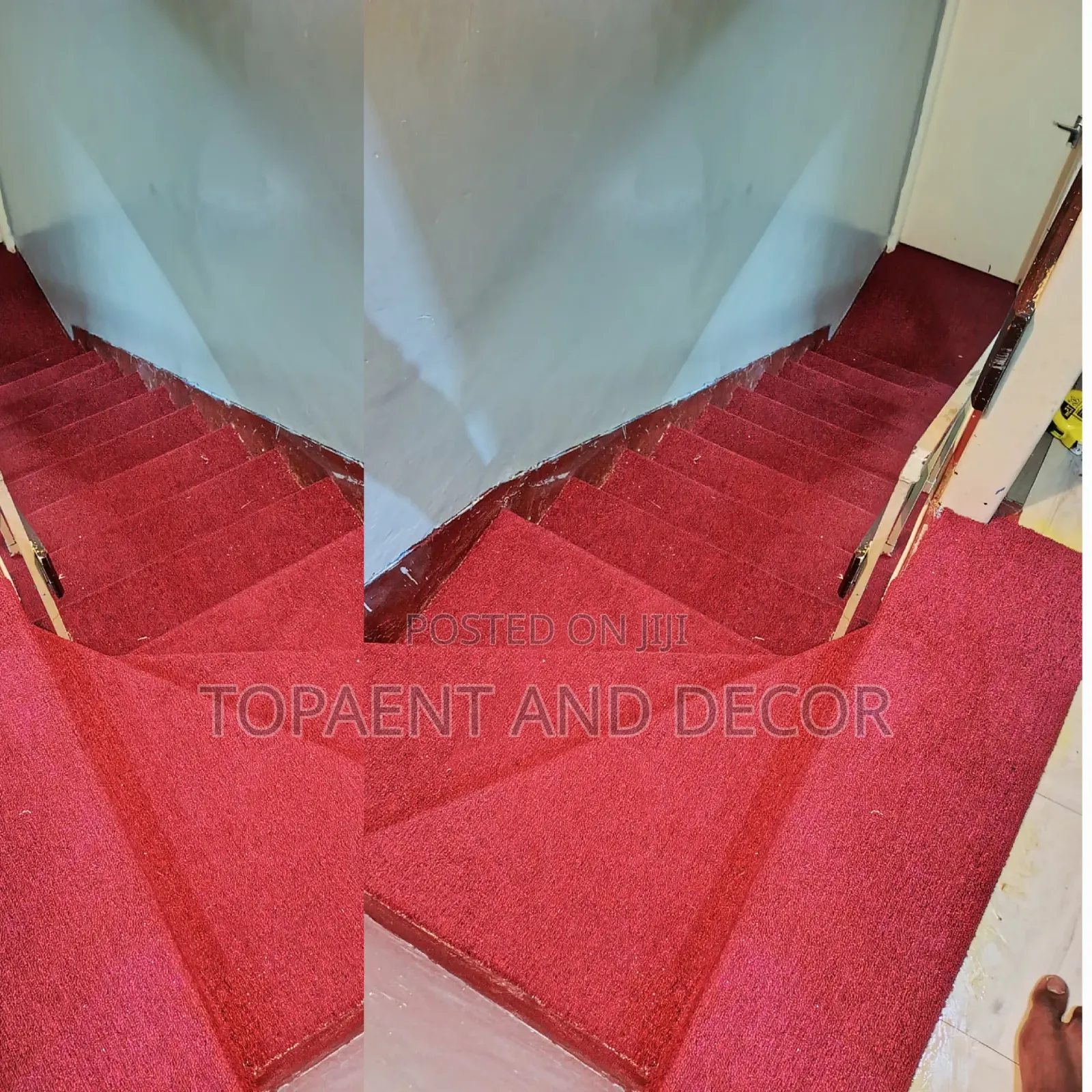Quality Red Staircase Wall to Wall Carpet