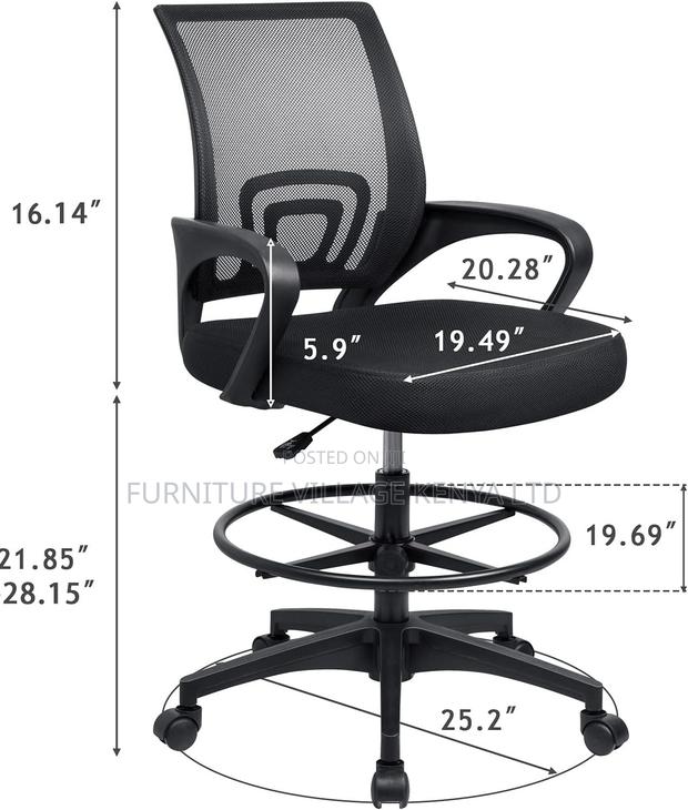 Office Chair;Black Counter Height Task Chair - thumbnail 2
