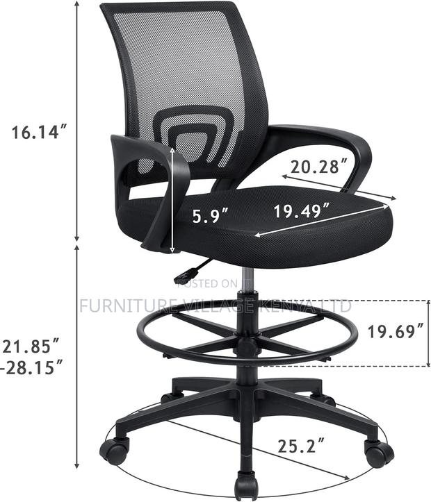 Office Chair;Black Counter Height Task Chair - thumbnail 3