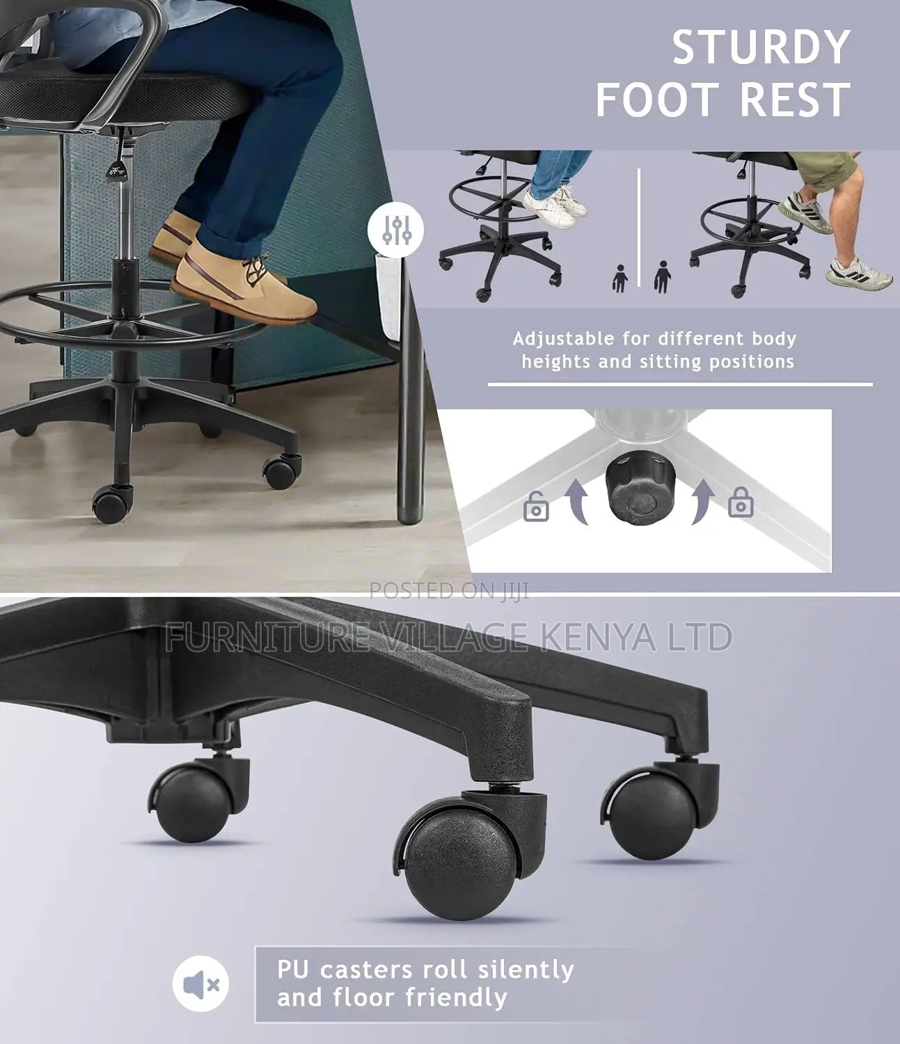 Office Chair;Black Counter Height Task Chair