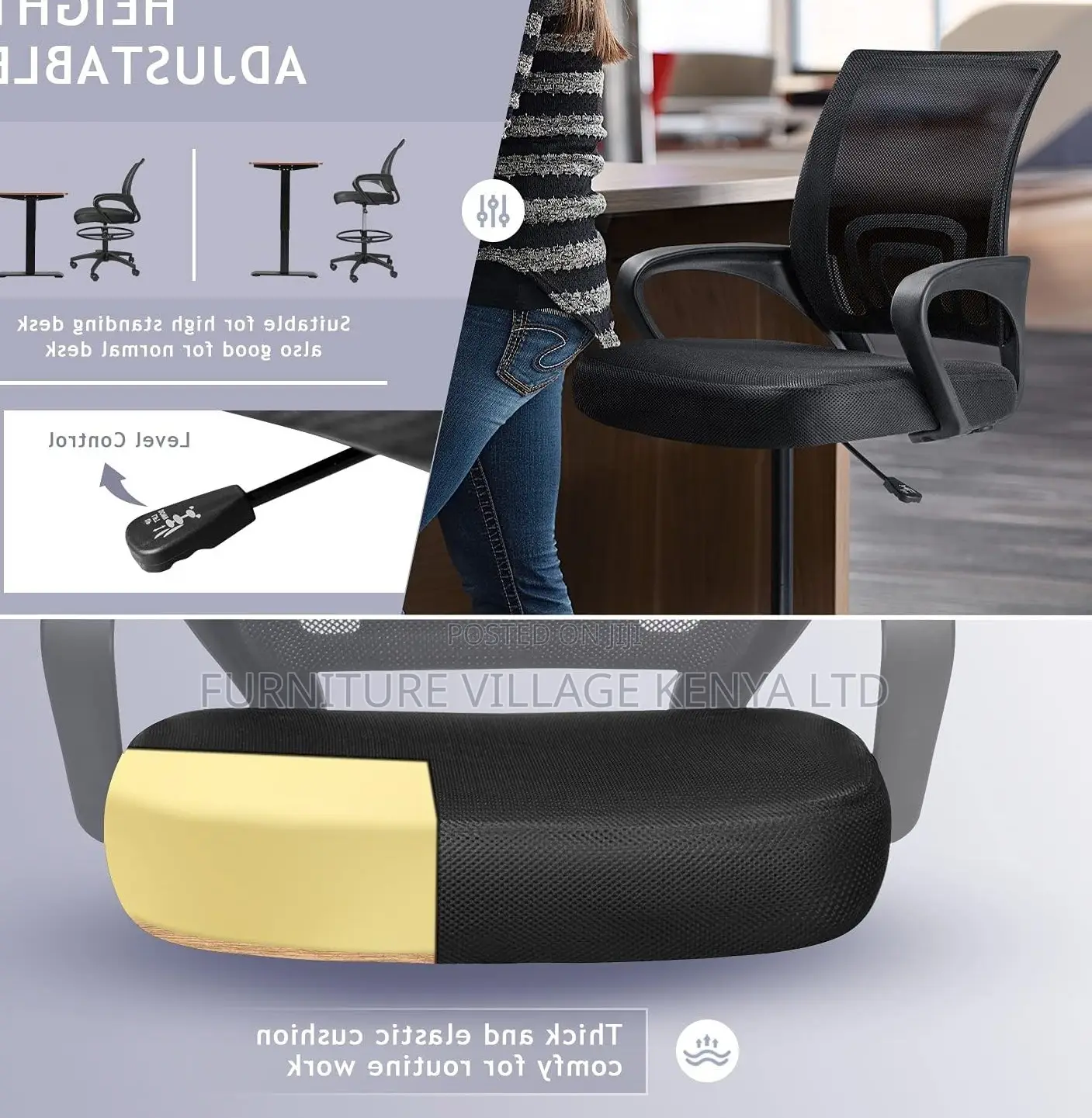 Office Chair;Black Counter Height Task Chair