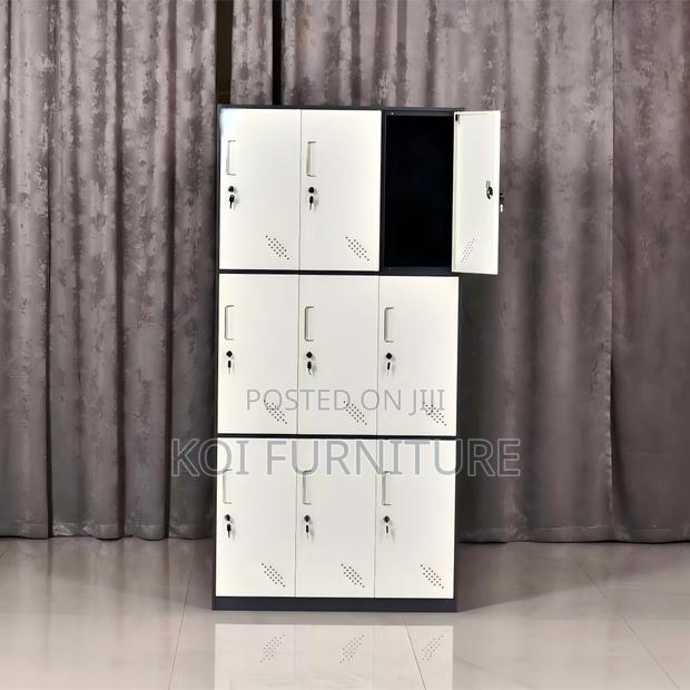 Office Cabinet; Nine Lockers Ergonomic Office Cabinet