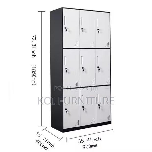 Office Cabinet; Nine Lockers Ergonomic Office Cabinet - thumbnail 3