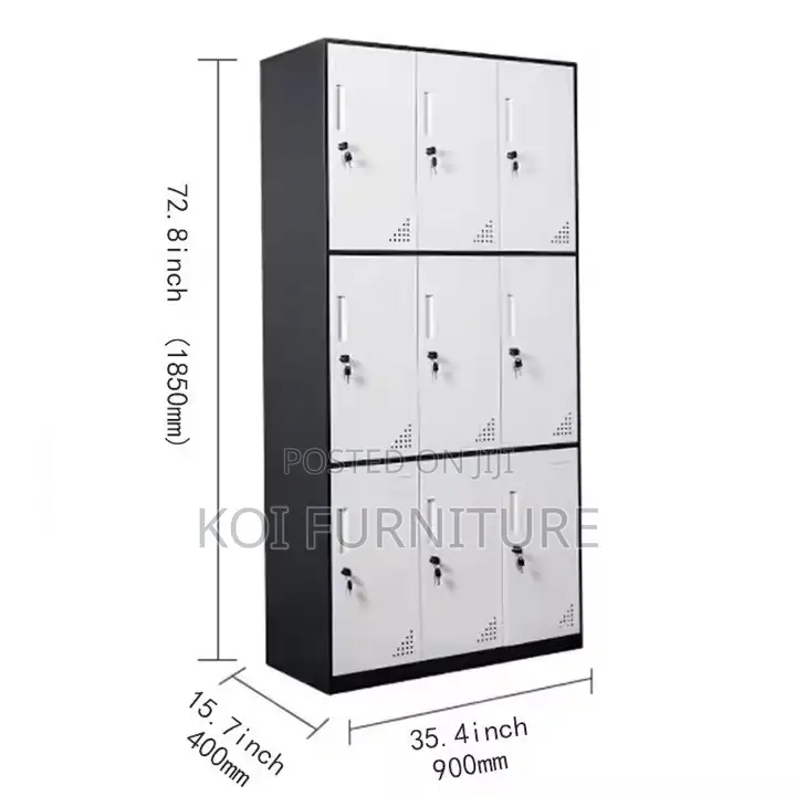 Office Cabinet; Nine Lockers Ergonomic Office Cabinet