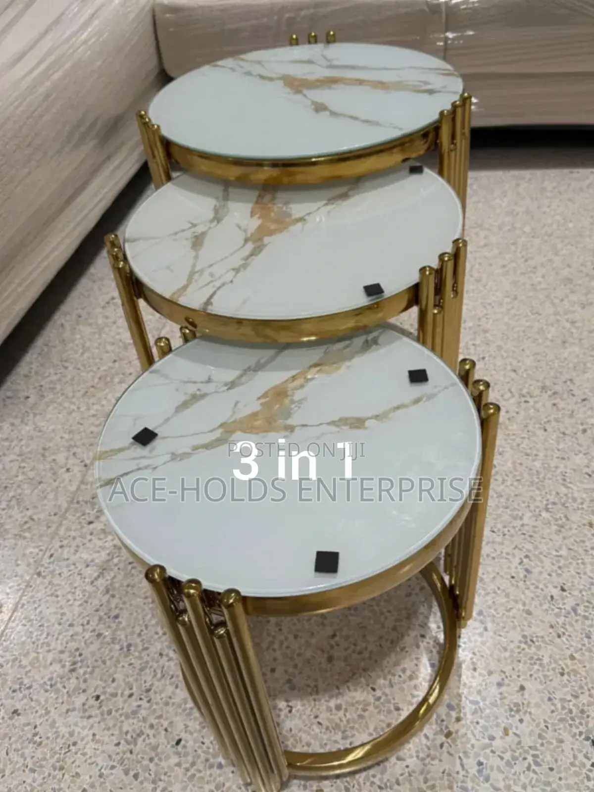 3 in 1 Executive Pure Marble Stone Coffee Table