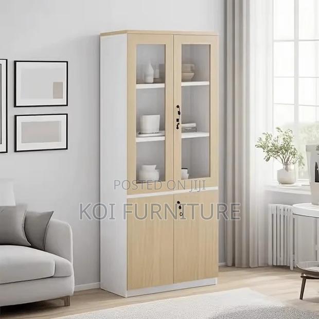 Office Cabinet; Double Doors Wooden Home Office Functional Cabinet - thumbnail 3