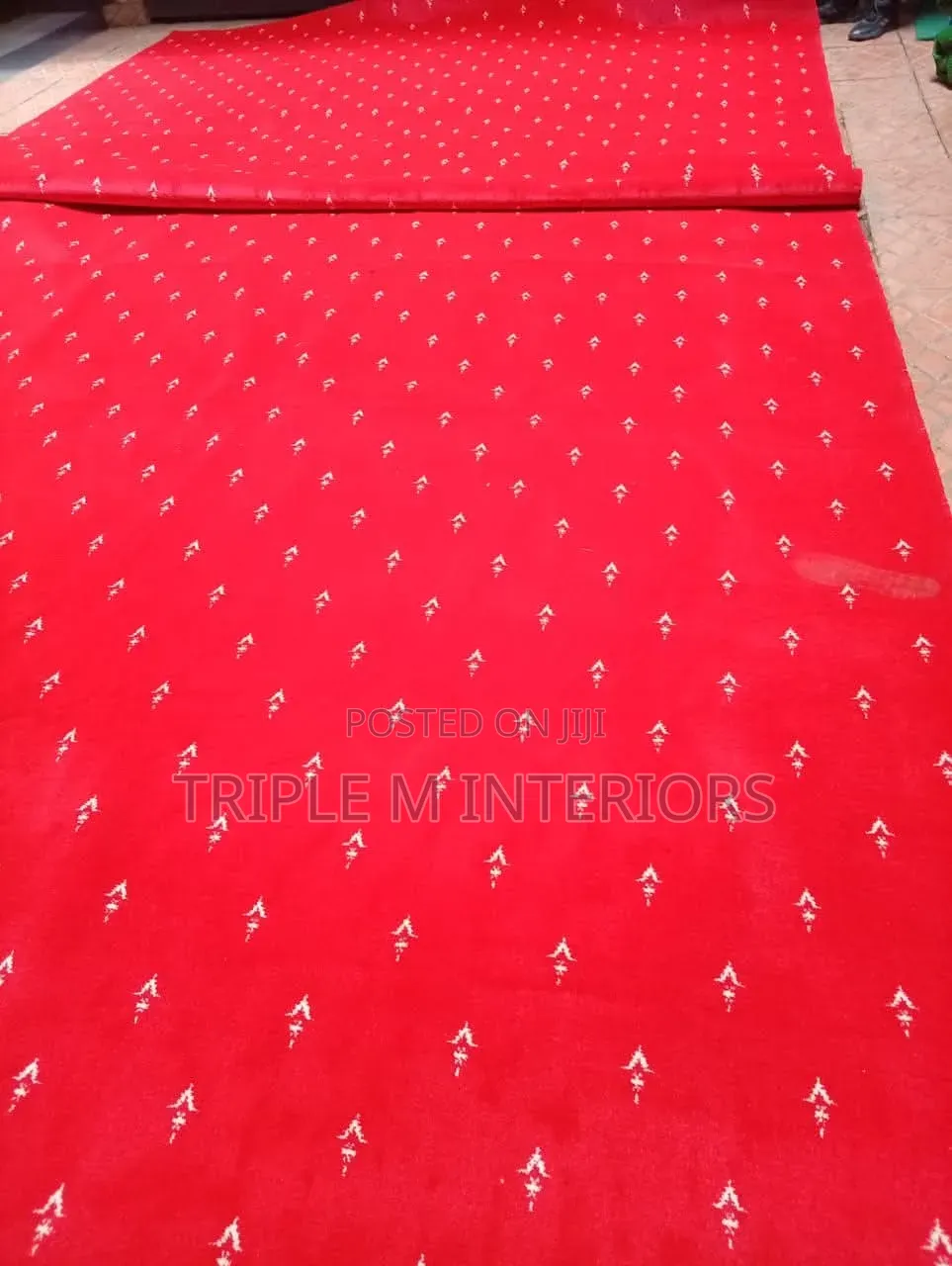 Executive Style Red Texture Carpet | Seamless Wall Installation