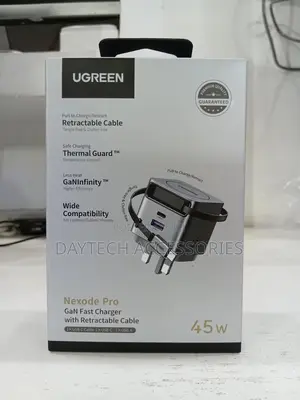 Ugreen Nexode Pro 45w Gan Fast Charger With Retractable Usb-C Cable.
