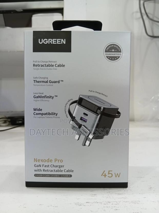 Ugreen Nexode Pro 45w Gan Fast Charger With Retractable Usb-C Cable. - thumbnail 2