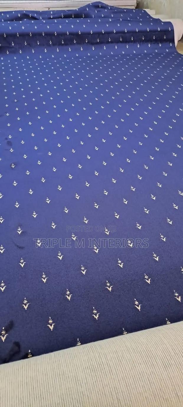 Luxury Blue Patterned 12mm Carpet Roll | Premium Interior Finish