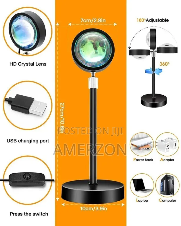 Sunset Lamp Projection Led Light With Usb Remote,Rainbow Nightligh