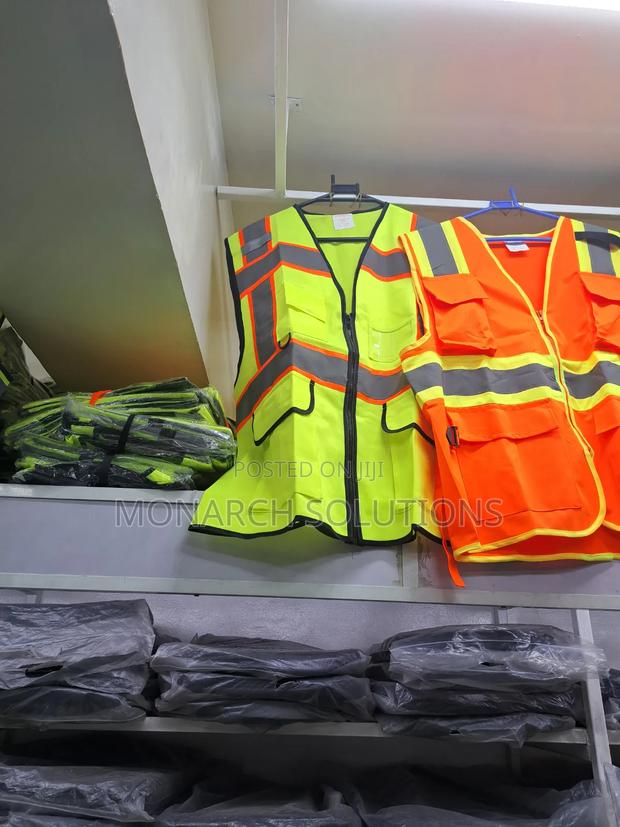 Double Orange And Green Reflective Lining Vests - main view