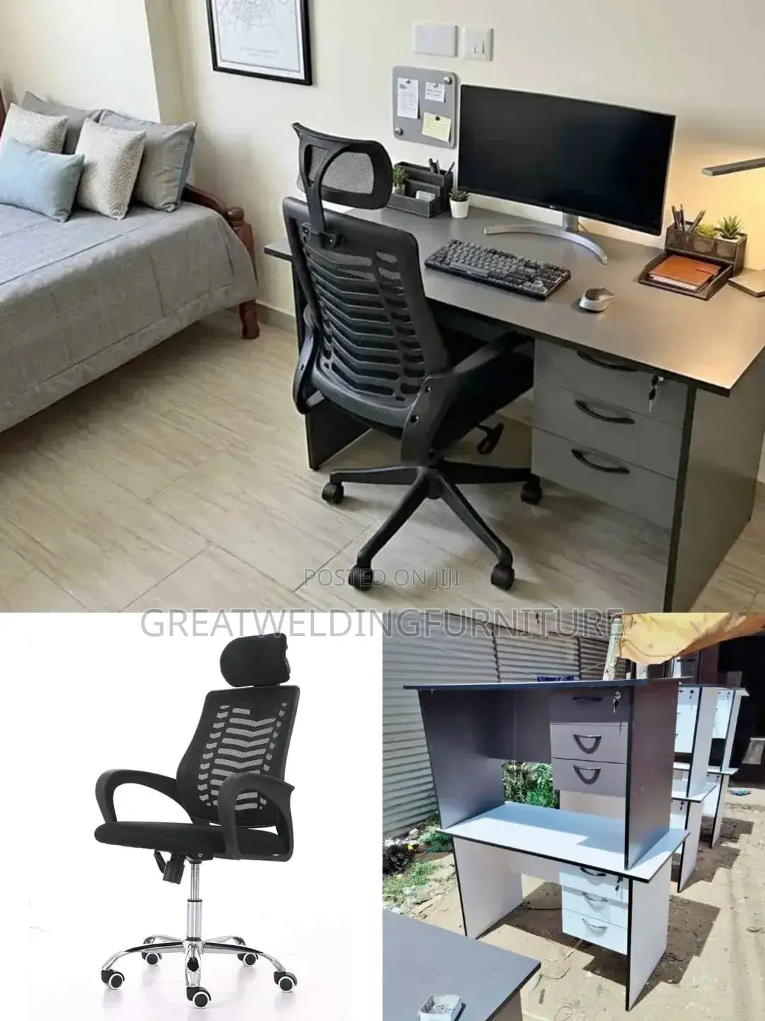 Headrest Office Chair and Study Desk Kj