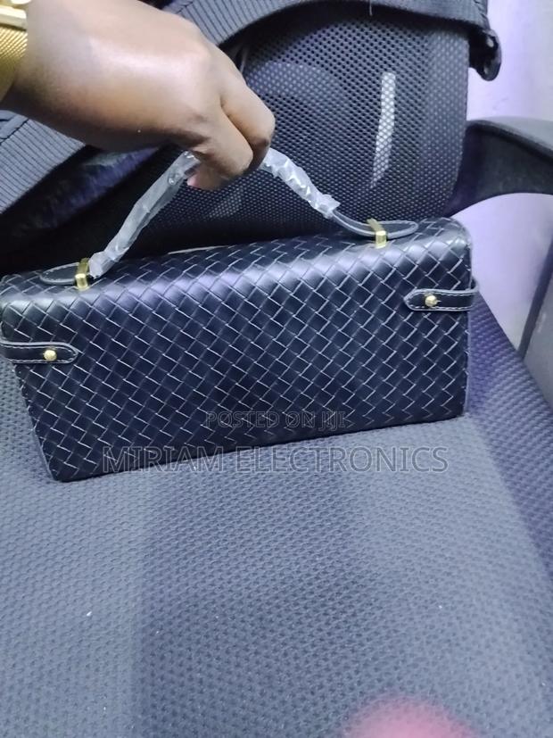 Black Leather Clutch Bag - main view