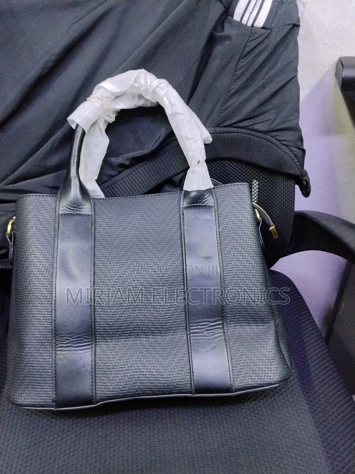 Genuine Black Leather Handbag