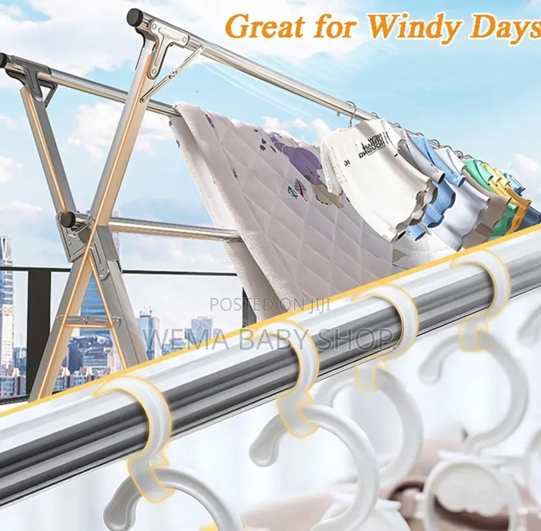 Stainless Steel Foldable and Extendable Clothes Drying Rack Upto 2.4m)
