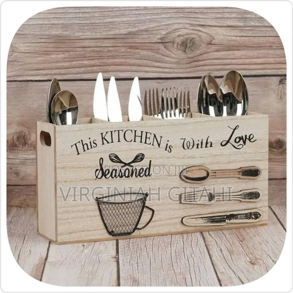 Solid Wooden Kitchen Utensils Holder Cutlery
