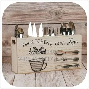 Solid Wooden Kitchen Utensils Holder Cutlery