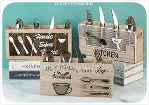 Solid Wooden Kitchen Utensils Holder Cutlery
