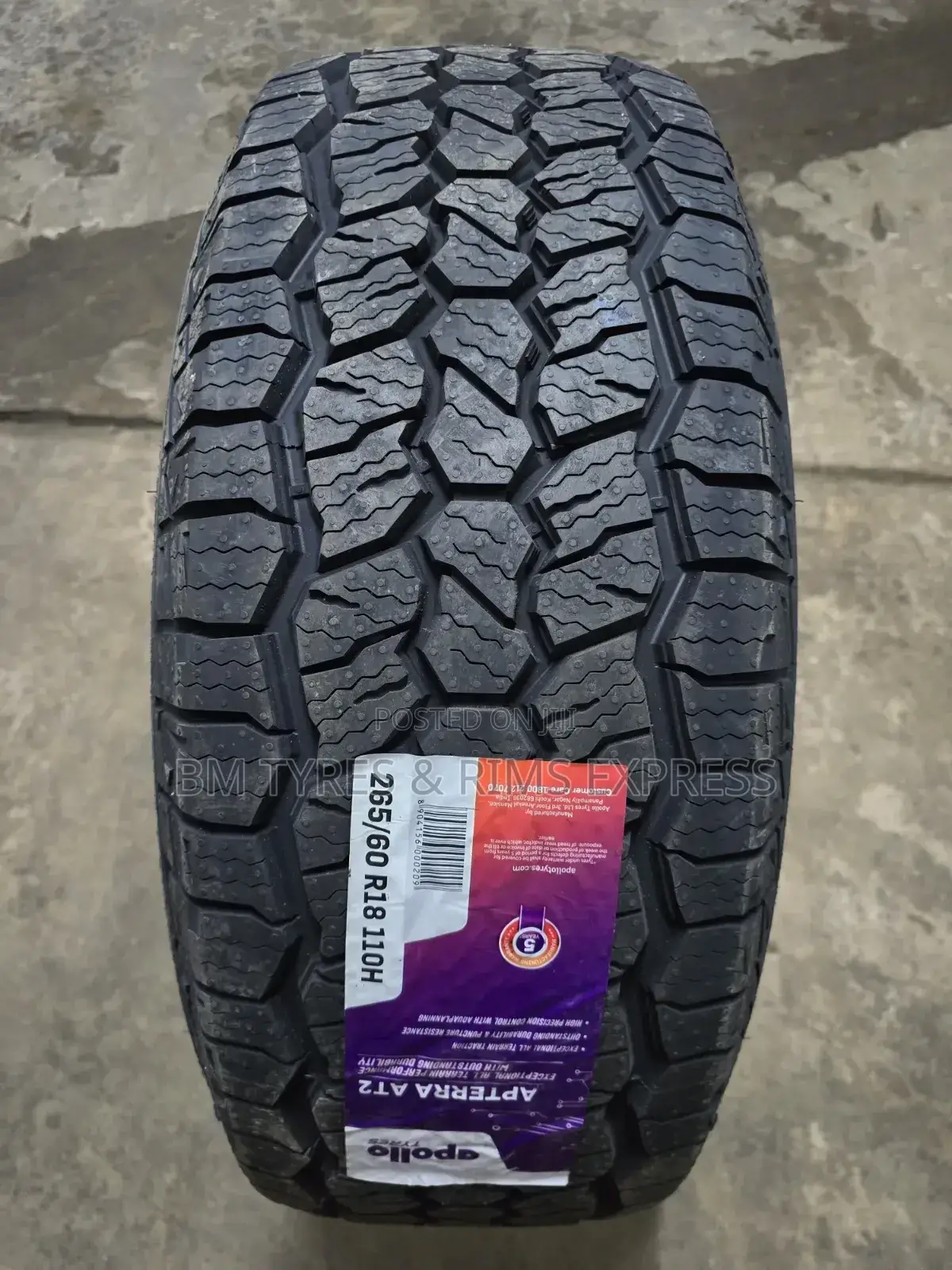 265 /60 R18 Apollo Tyres (All Terrein) India.