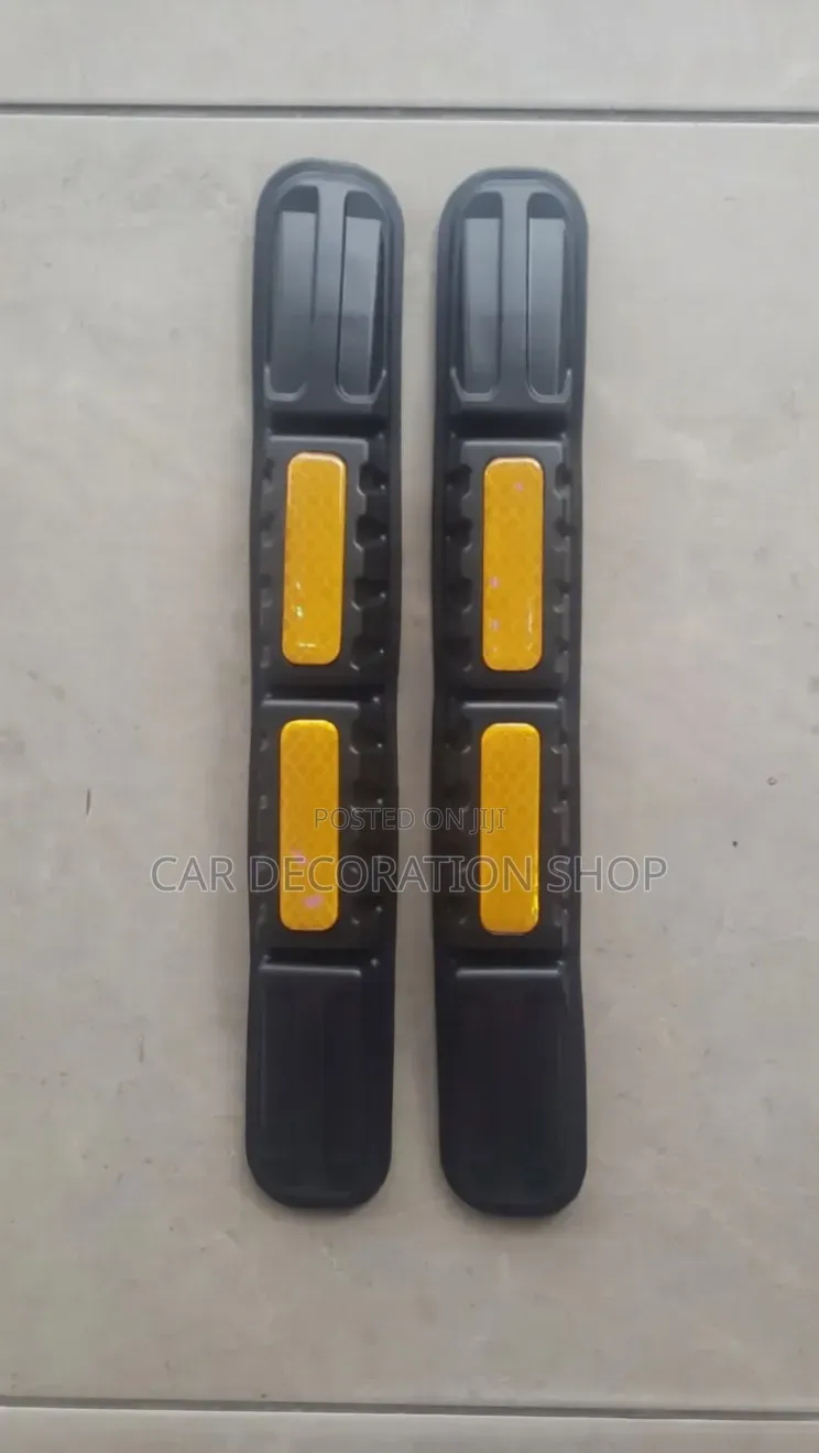 2pc Front/Rear Bumper Scratch Protector With Yellow Reflectors Sticke
