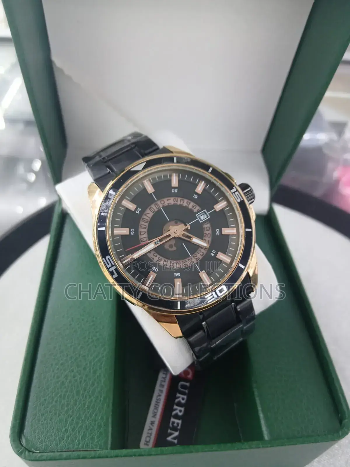 Black Gold Quality Curren Round Face Stainless Steel Gents Watches