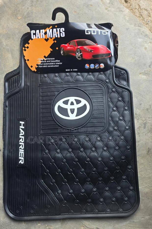 Toyota Harrier White Logo Branded Black Carpet Mats