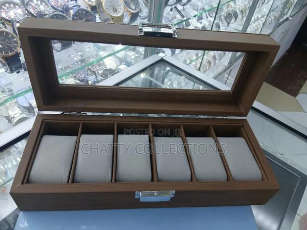 Dark Brown Classy Unisex 6 Slots Watch Organisers