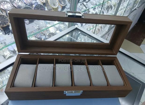 Dark Brown Classy Unisex 6 Slots Watch Organisers - thumbnail 2