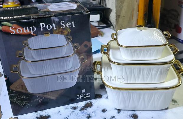 3 PCS Soup Pots Ceramic -Ji