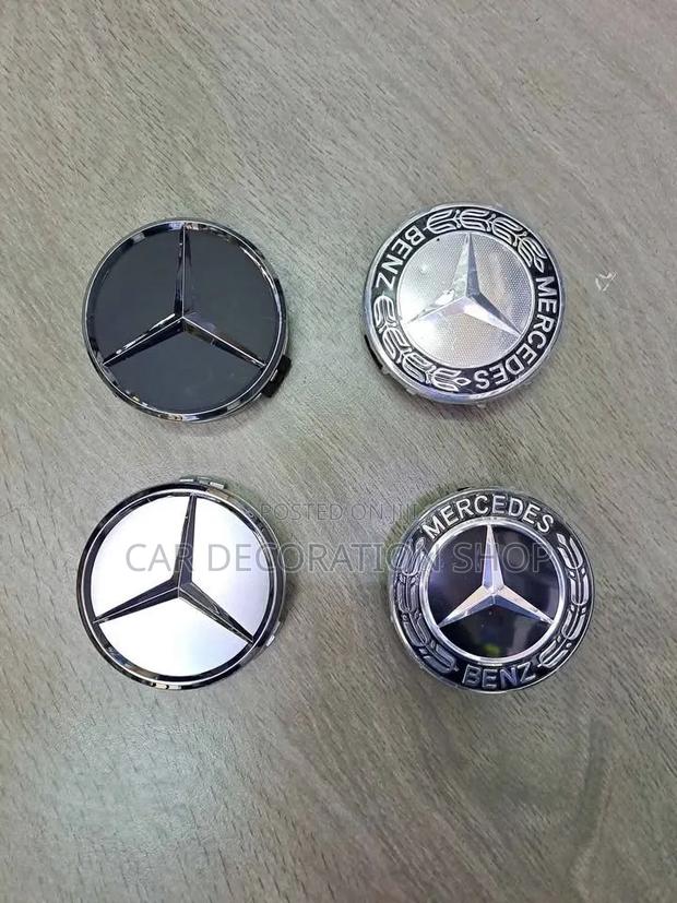4pc Mercedes Replacement Colored Logo Caps