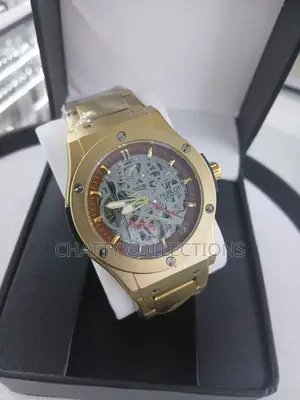 Gold With Brown Ring Men's Stainless Hublot Automatic Watches